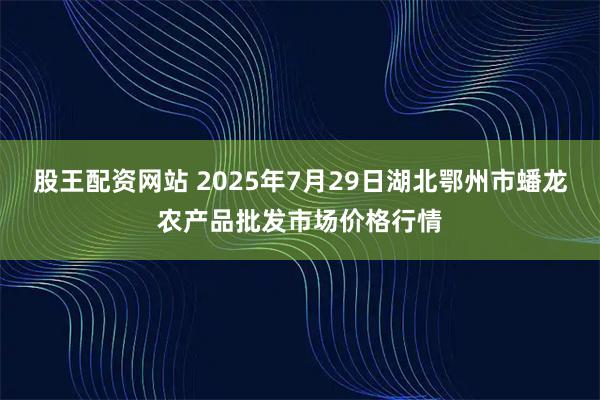 股王配资网站 2025年7月29日湖北鄂州市蟠龙农产品批发市场价格行情